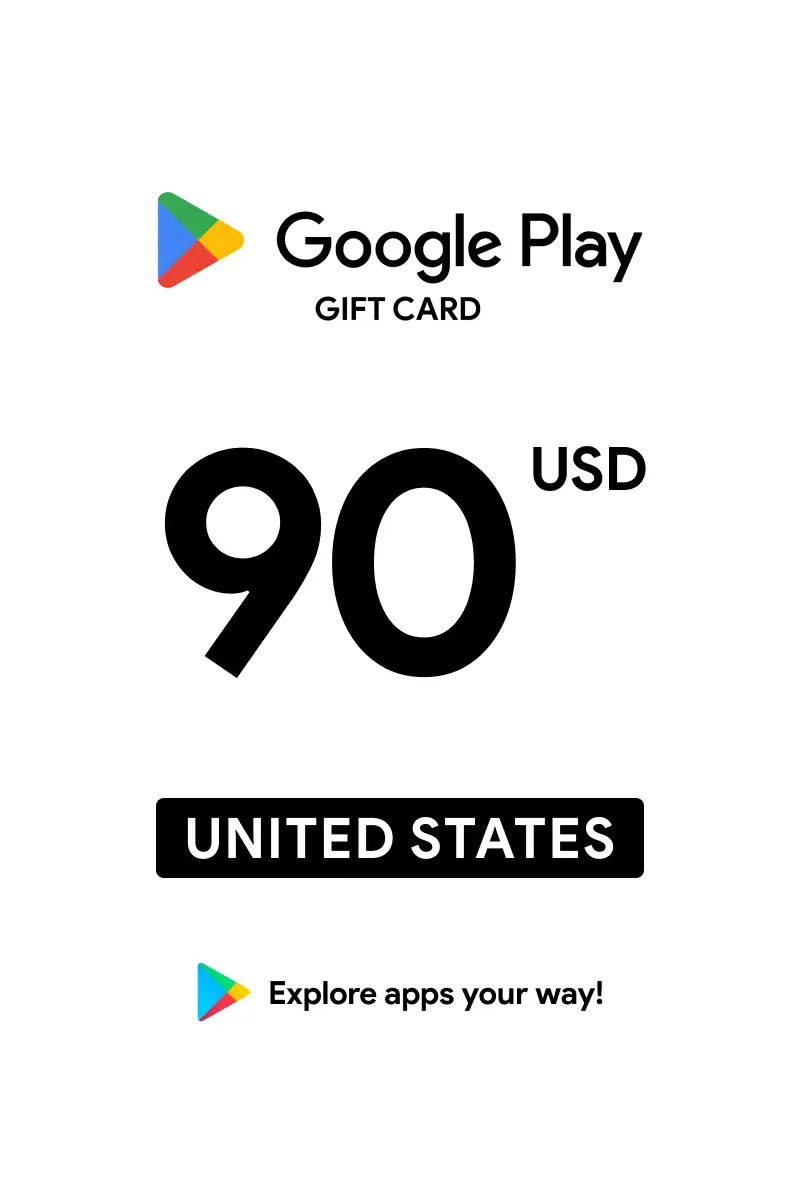 Google Play 90 USD Gift Card (United States) - Digital Key