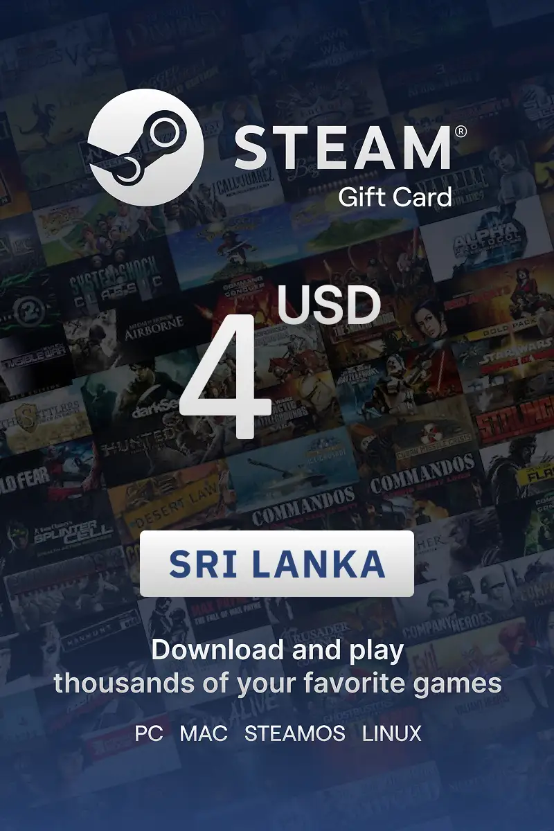 Steam Wallet 4 USD Gift card (Sri Lanka) - Digital Key
