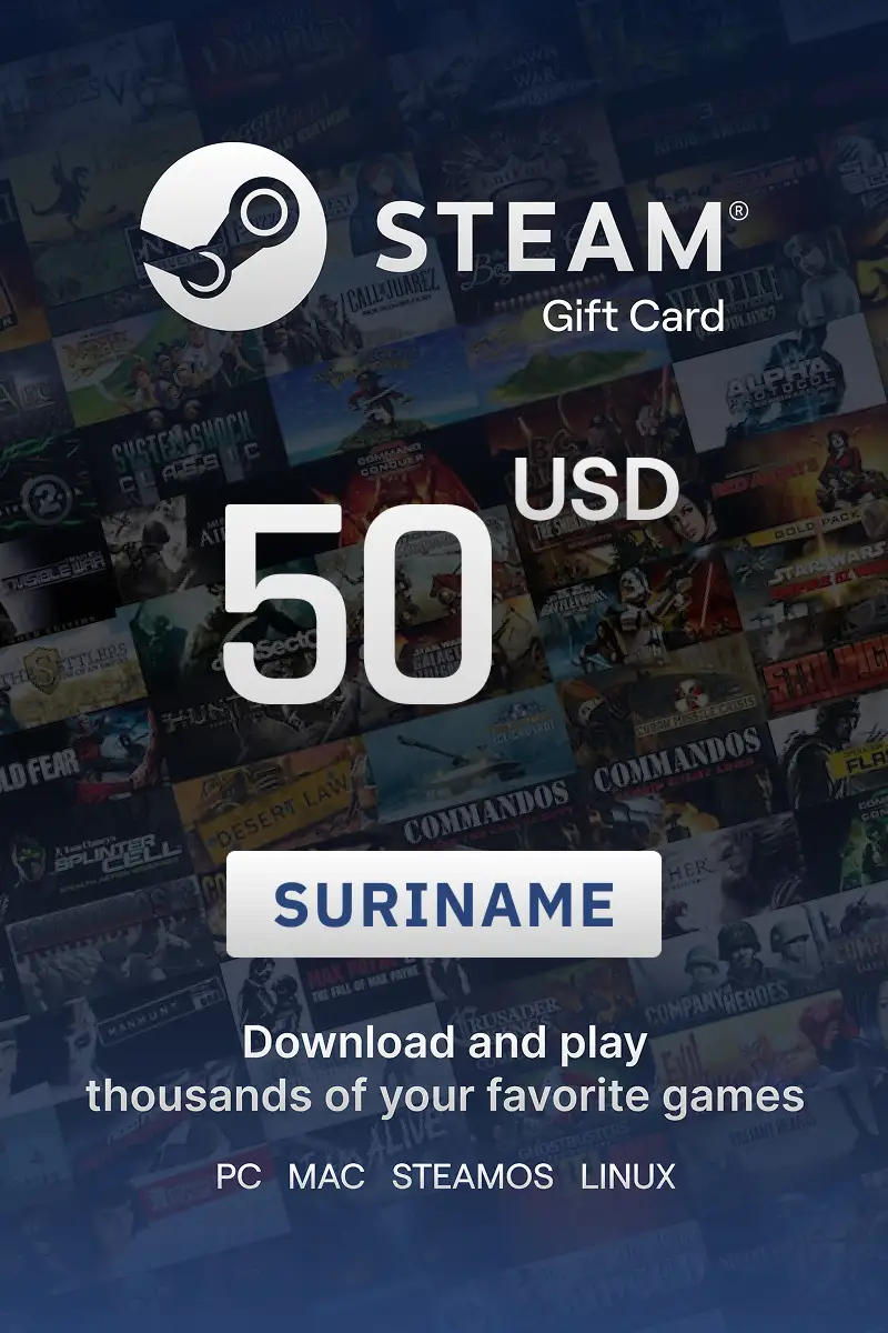 Steam Wallet 50 USD Gift Card (Suriname) - Digital Key