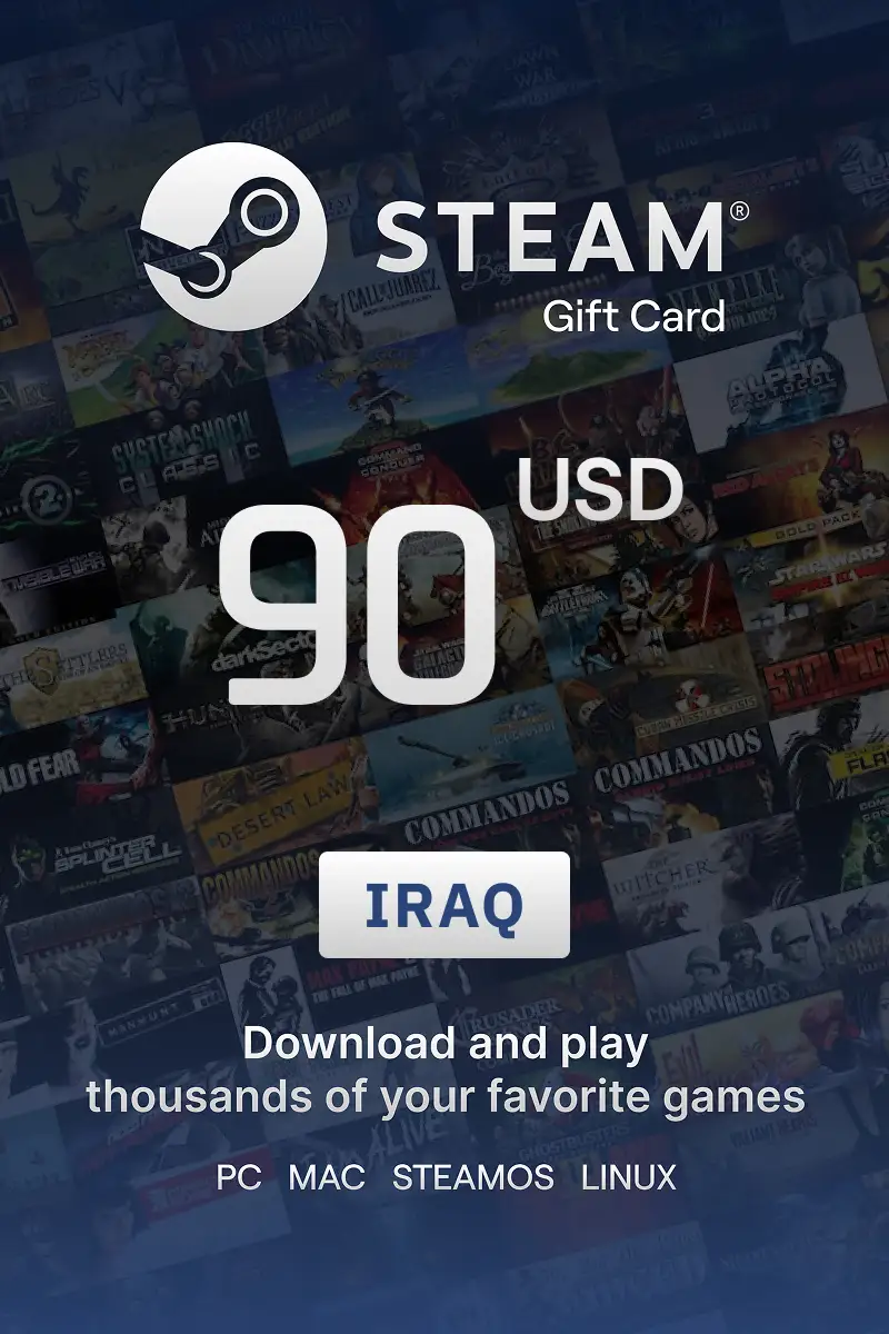 Steam Wallet 90 USD Gift card (Iraq) - Digital Key