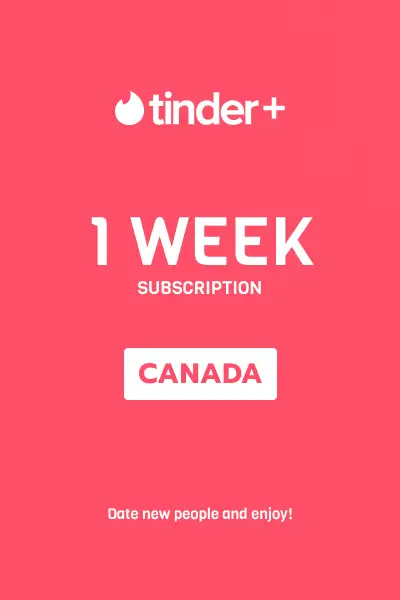 Tinder Plus - 1 Week Subscription (Canada) - Digital Key