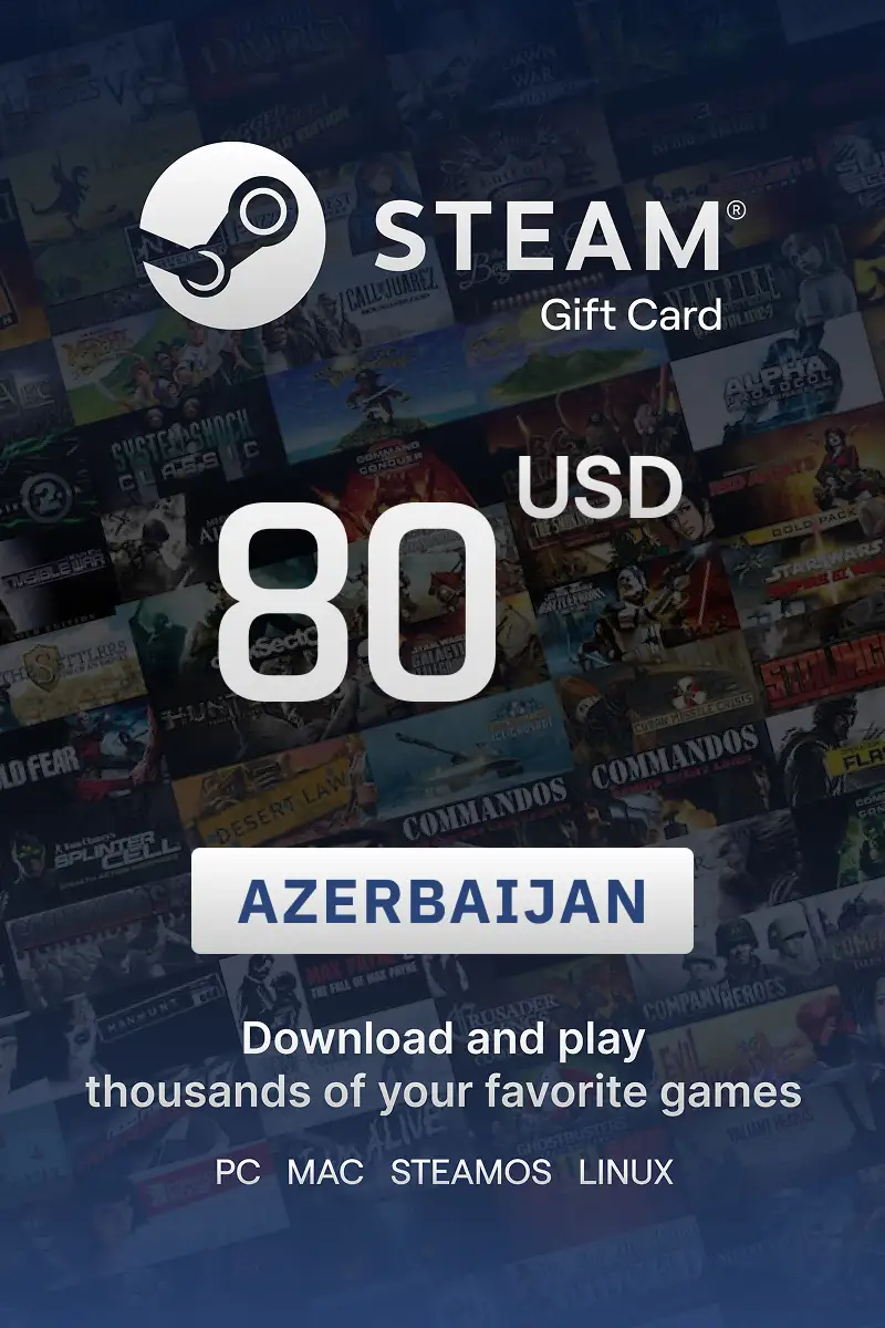 Steam Wallet 80 USD Gift Card (Azerbaijan) - Digital Key