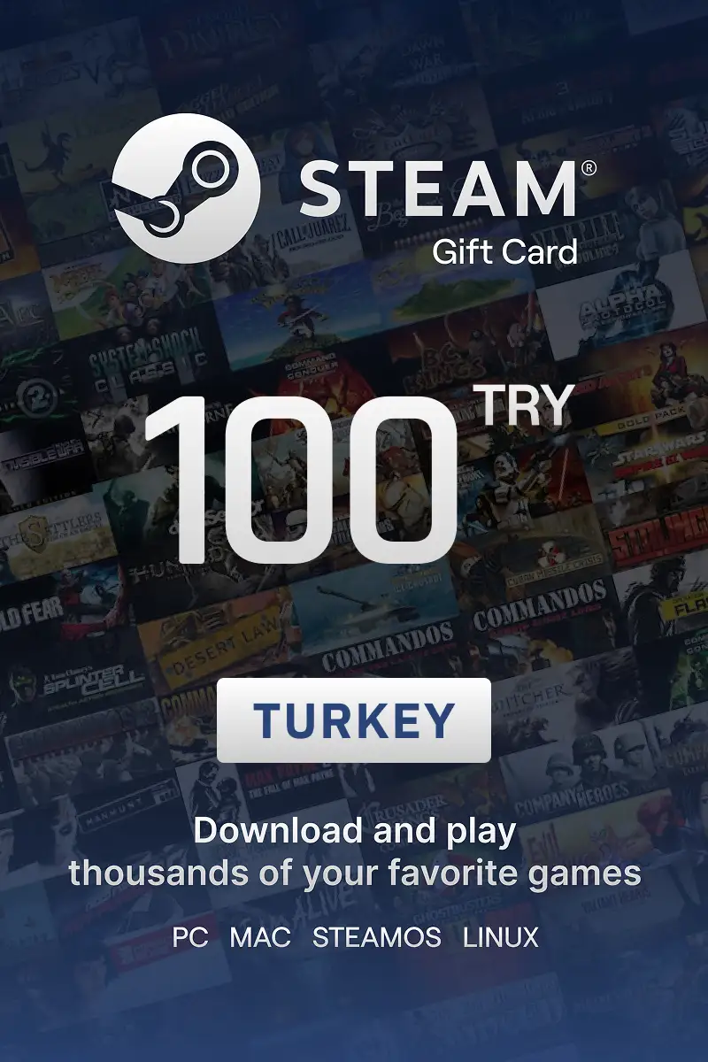 Steam Wallet 100 TRY Gift Card (Turkey) - Digital Key