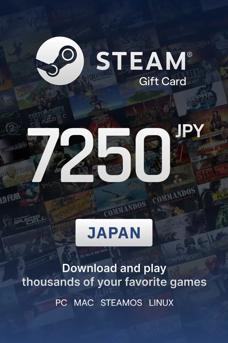 Steam Wallet 7250 JPY Gift Card (Japan) - Digital Key