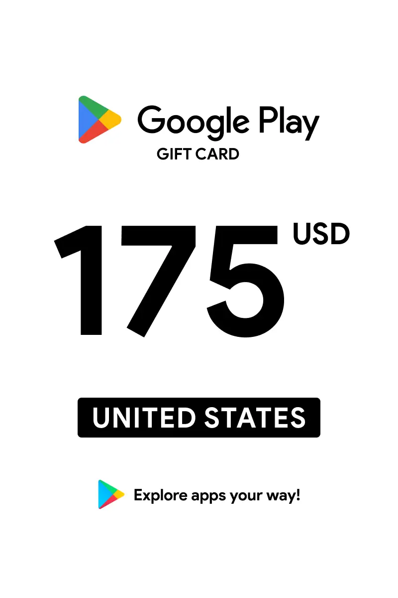 Google Play 175 USD Gift Card (United States) - Digital Key