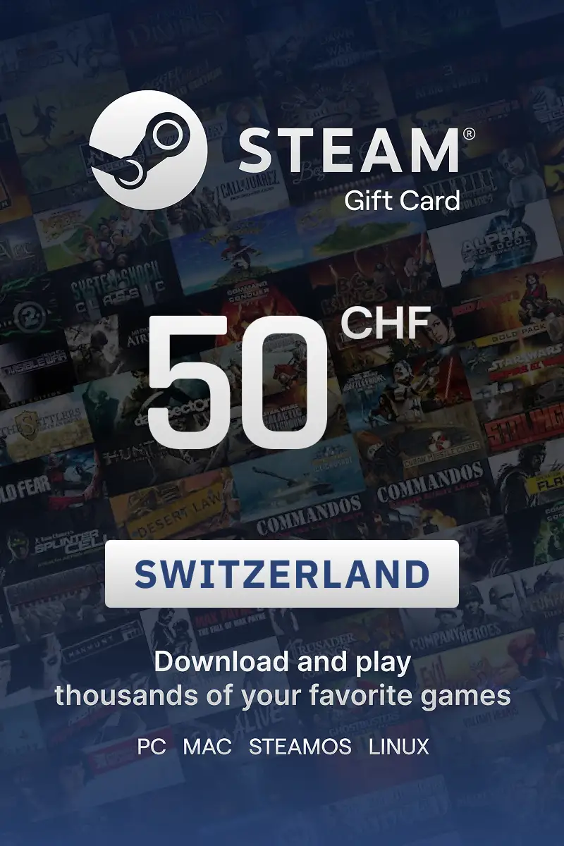 Steam Wallet 50 CHF Gift Card (Switzerland) - Digital key